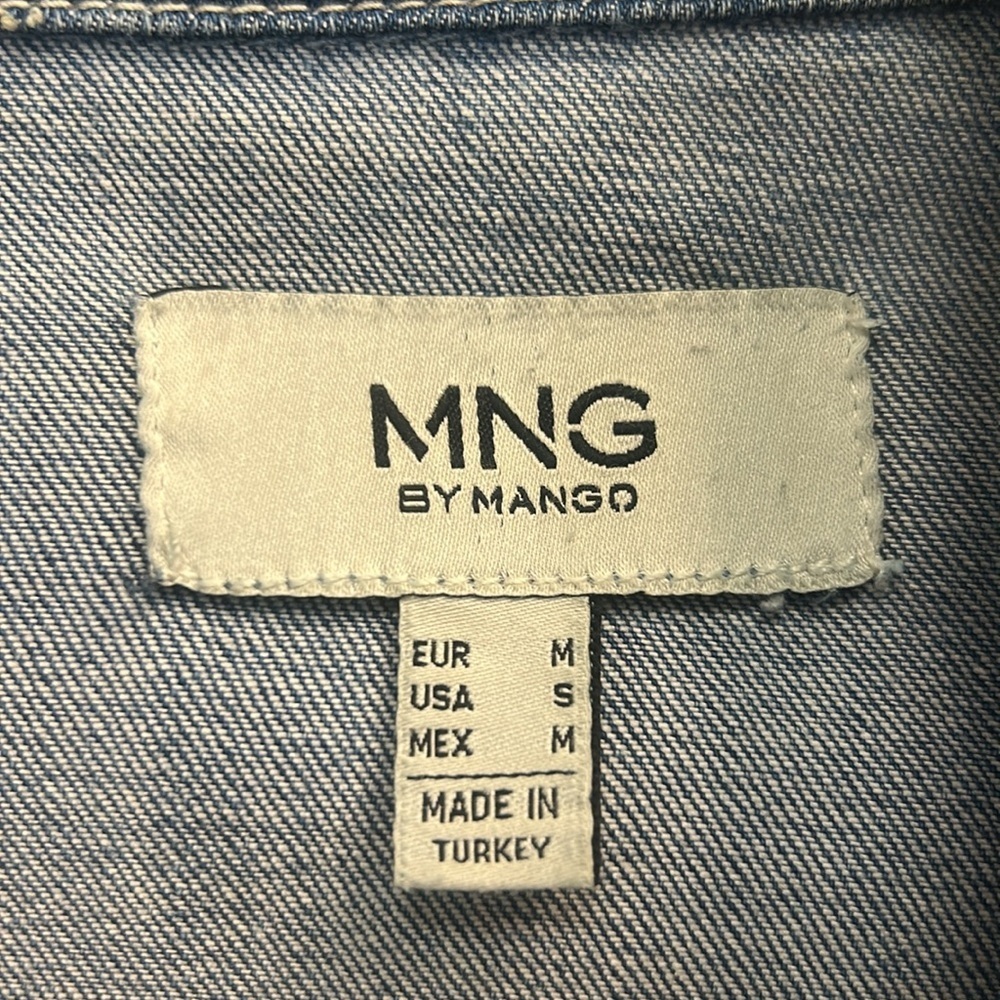 MNG by Mango Cropped Denim Moto Jacket Size M - Picture 3 of 7